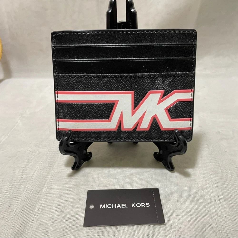 Michael Kors Black and Pink Logo Card Holder